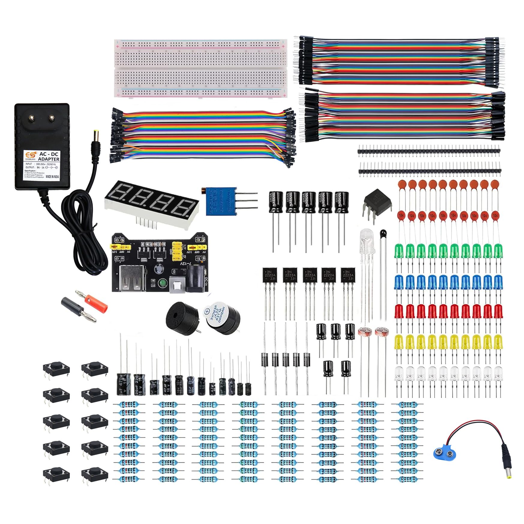 Electronic Spices Basic Starter Kit with Capacitor,Diode,Resistor,Transistor, Jumper Wire, 830 Breadboard (350 Item) (B0DCBPDJXJ) Amazon Price History, Amazon Price Tracker