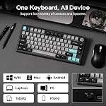EPOMAKER TH80 V2 75% Wireless Mechanical Gaming Keyboard, 8000mAh & 2.4G/BT, Mac Modifier, RGB Backlit & Side Light, Programmable Keys & Knob, Creamy Keyboard for Mac/PC (Black, Sea Salt Silent)