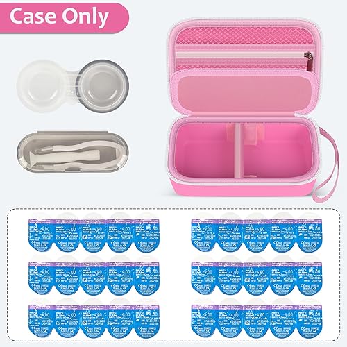 GWCASE Funda para lentes de contacto diario para más de 30 lentes desechables diarios, organizador portátil de almacenamiento de lentes de contacto