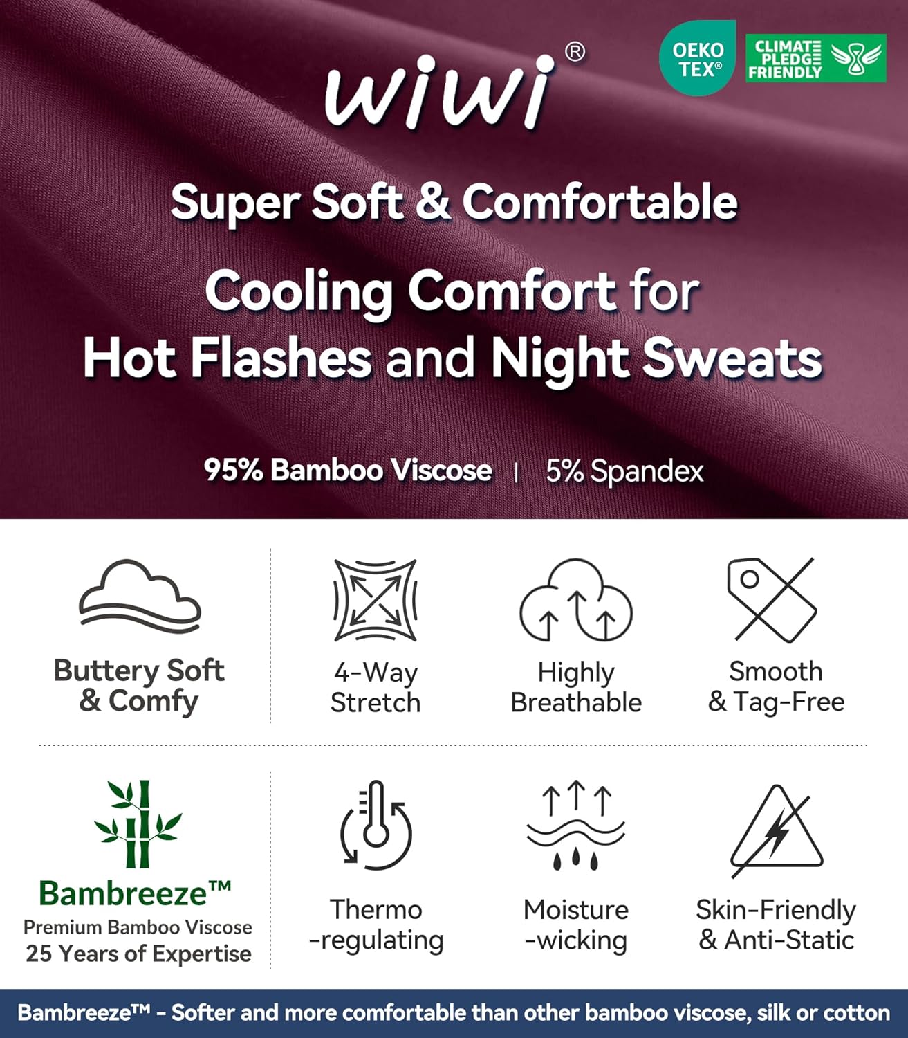 WiWi Viscose from Bamboo Nightgowns for Women Short Sleeve Sleep Shirt V Neck Nightgown Plus Size Sleepwear S-4X, - Image 6