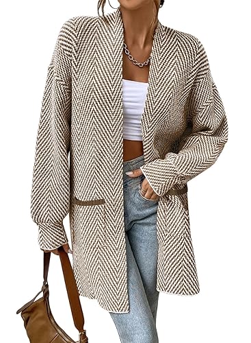 Sidefeel Womens 2025 Fall Outfits Long Sleeve Open Front Striped