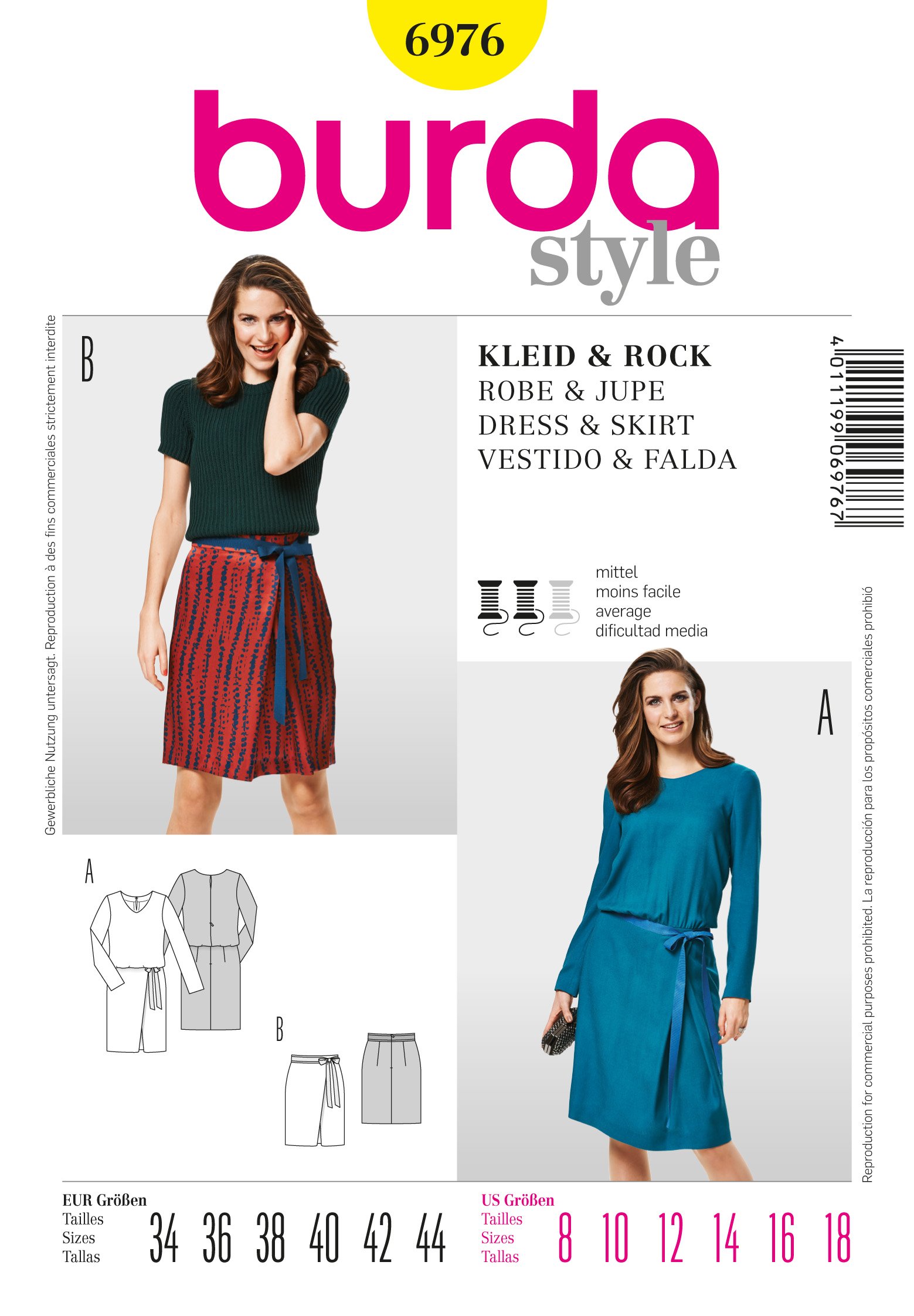Amazon.com: Burda Style Sewing Pattern 6976 - Misses' Dress & Skirt,  Semi-fitted Size (8-10-12-14-16-18) : Arts, Crafts & Sewing