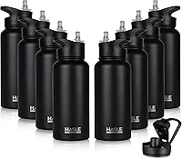 Vista 62 de HASLE OUTFITTERS Botella de agua aislada de 22 onzas, botella de agua de acero inoxidable de doble pared de boca ancha con tapa de popote y tapa