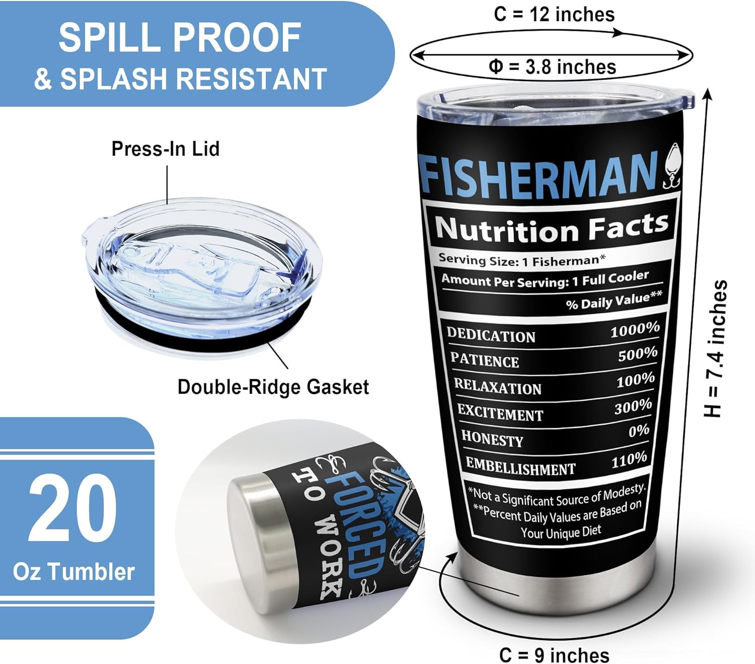 Fishing Gifts for Men, Unique Fishing Gifts for Dad/Grandpa/Boys, Gift for Fisherman, Dad/Papa Fisherman Present, Birthday Present for Mens Who Love to Fish Tumbler 20oz - Image 4