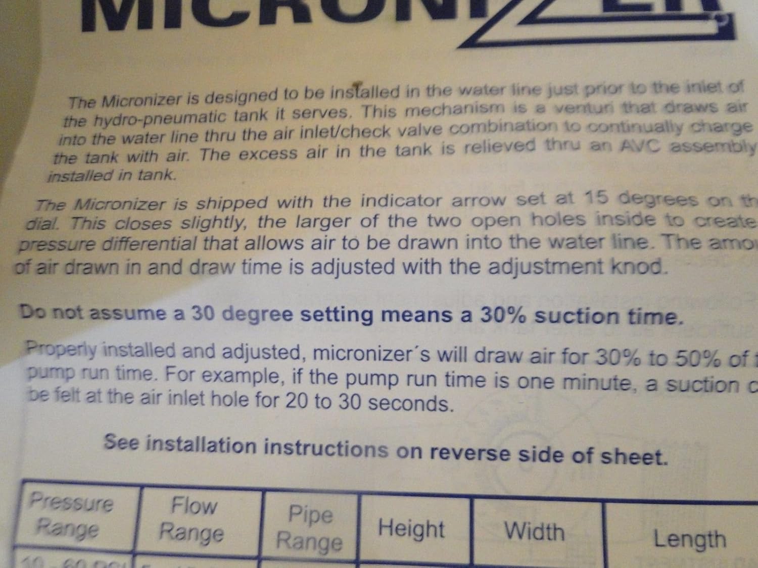 WELLMATE MICRONIZER PART # 3929-5 FOR HYDRO-PNEUMATIC PRESSURE TANKS