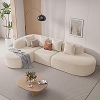 Vista 9 de Sofá modular modular de 114 pulgadas para sala de estar, moderno sofá modular con diván, sofá seccional en forma de L, no requiere montaje, beige