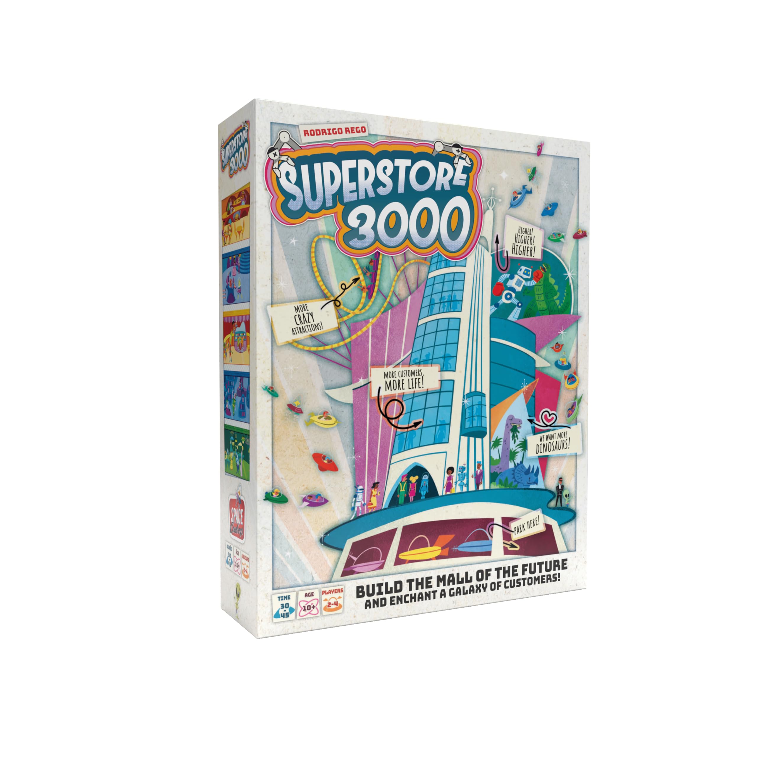 Asmodee Superstore 3000 Jeu de société – Construisez votre centre commercial de rêve dans l'espace, jeu de stratégie, amusant pour les familles, les enfants et les adultes, à partir de 10 ans, 2 à 4