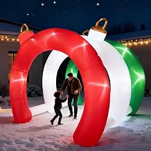 10.5 FT Christmas Inflatables Ornament Tunnel Arch Outdoor Decorations, Blow Up Walk-Through Archway Yard Decor for Garden Lawn Xmas Display