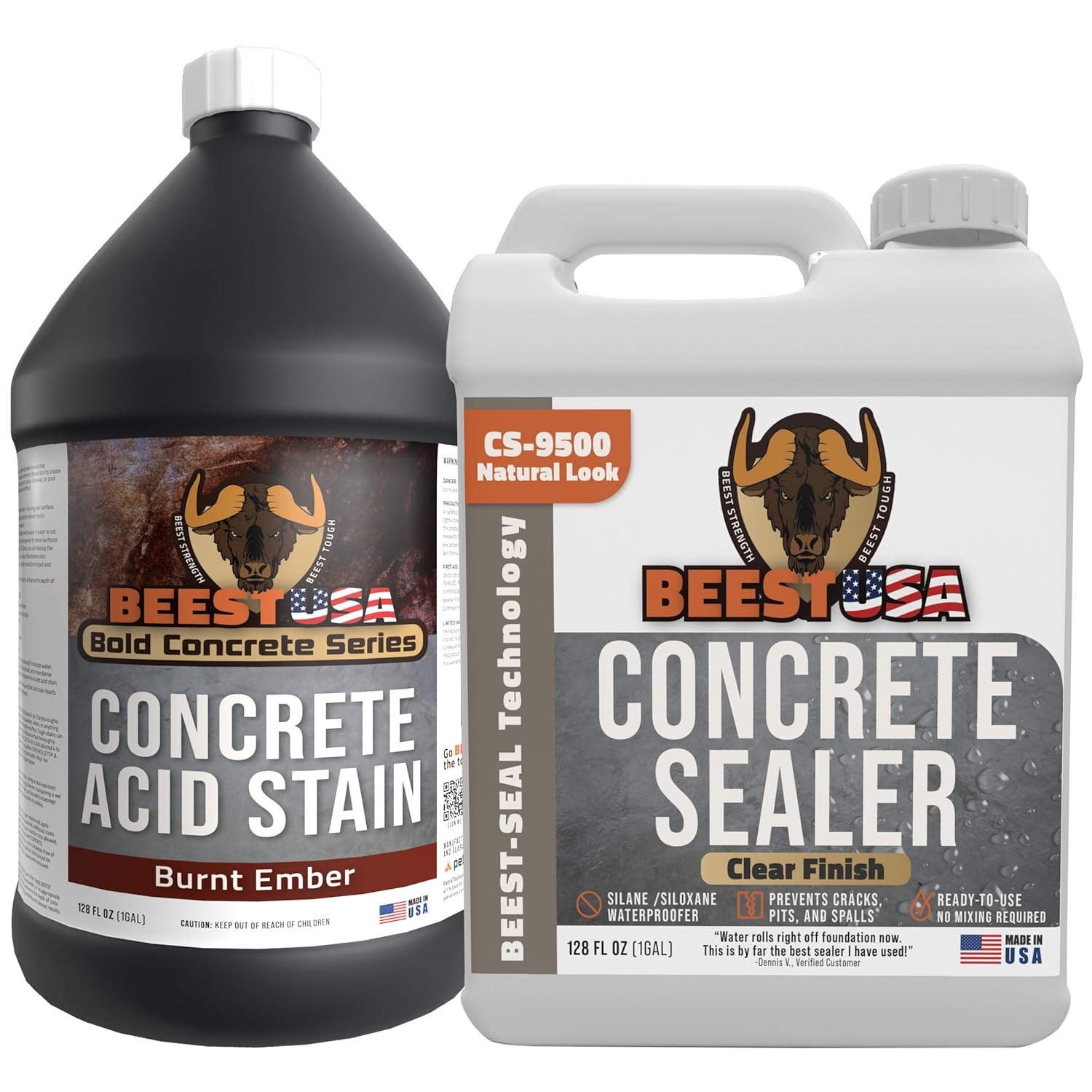 BEEST Concrete Protection Bundle – CS‑9500 Penetrating Sealer & Burnt Ember Acid Stain | Restore & Safeguard Concrete, Stone, Pavers & Driveways