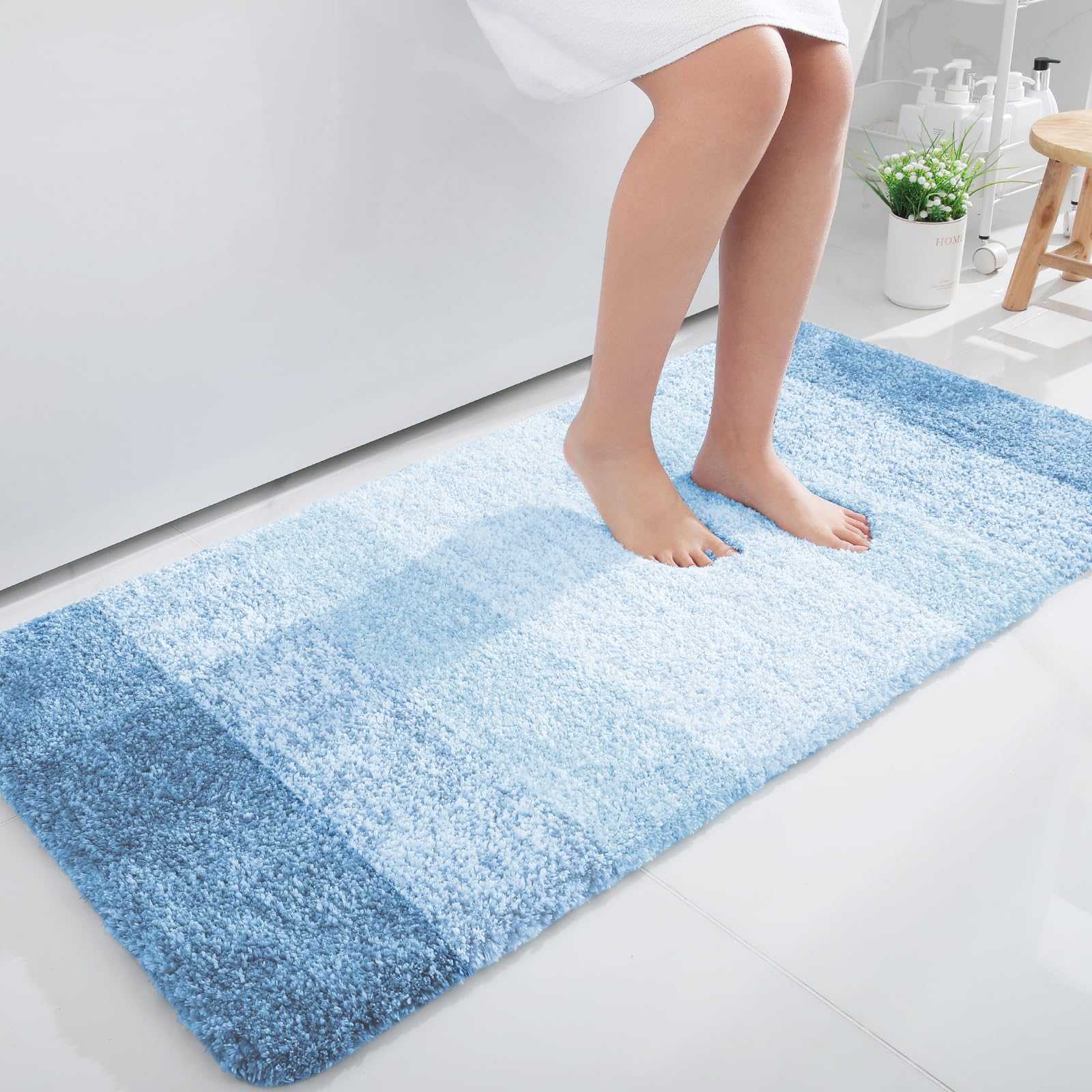OLANLY Bathroom Runner Rug 45x27, Extra Soft Absorbent Microfiber Bath Rugs