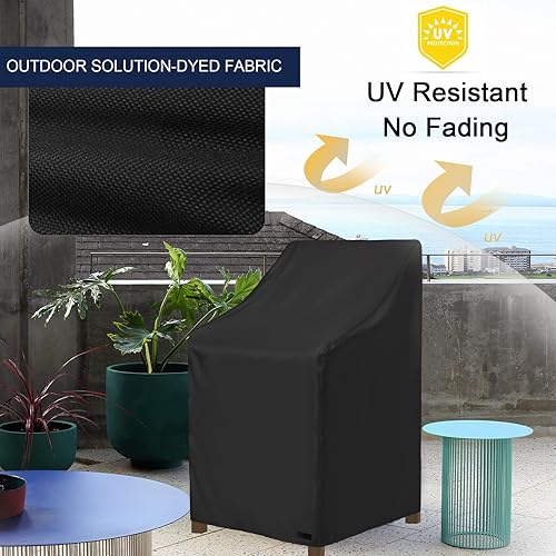 Miniatura 3 de NettyPro Juego de 2 fundas apilables para sillas de patio, impermeables, para muebles de patio al aire libre, se adapta a sillas apilables de 4 a 6