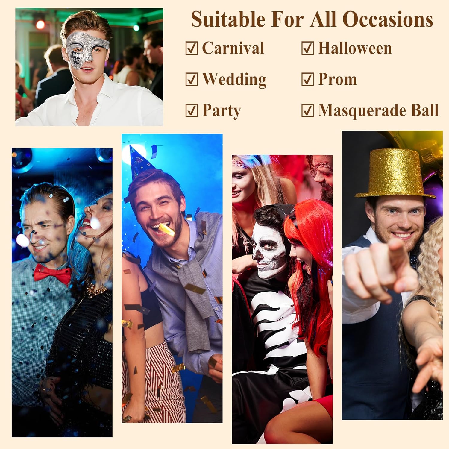 OIDEA Masquerade Mask for Men: Phantom Of The Opera Mask One Eyed Half Face Mask Party Mardi Gras Carnival Venetian Mask - Image 3