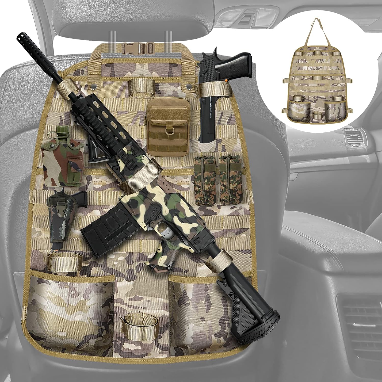 Seat Back Organizer Tactical Gun Rack-Hunting Accessories Gear Covers Tactical Molle Vehicle Panel Concealed storage Cover Automotive Gun Rack Holder Protector for Universal Fit Vehicles for TRUCK MPV : Sports & Outdoors