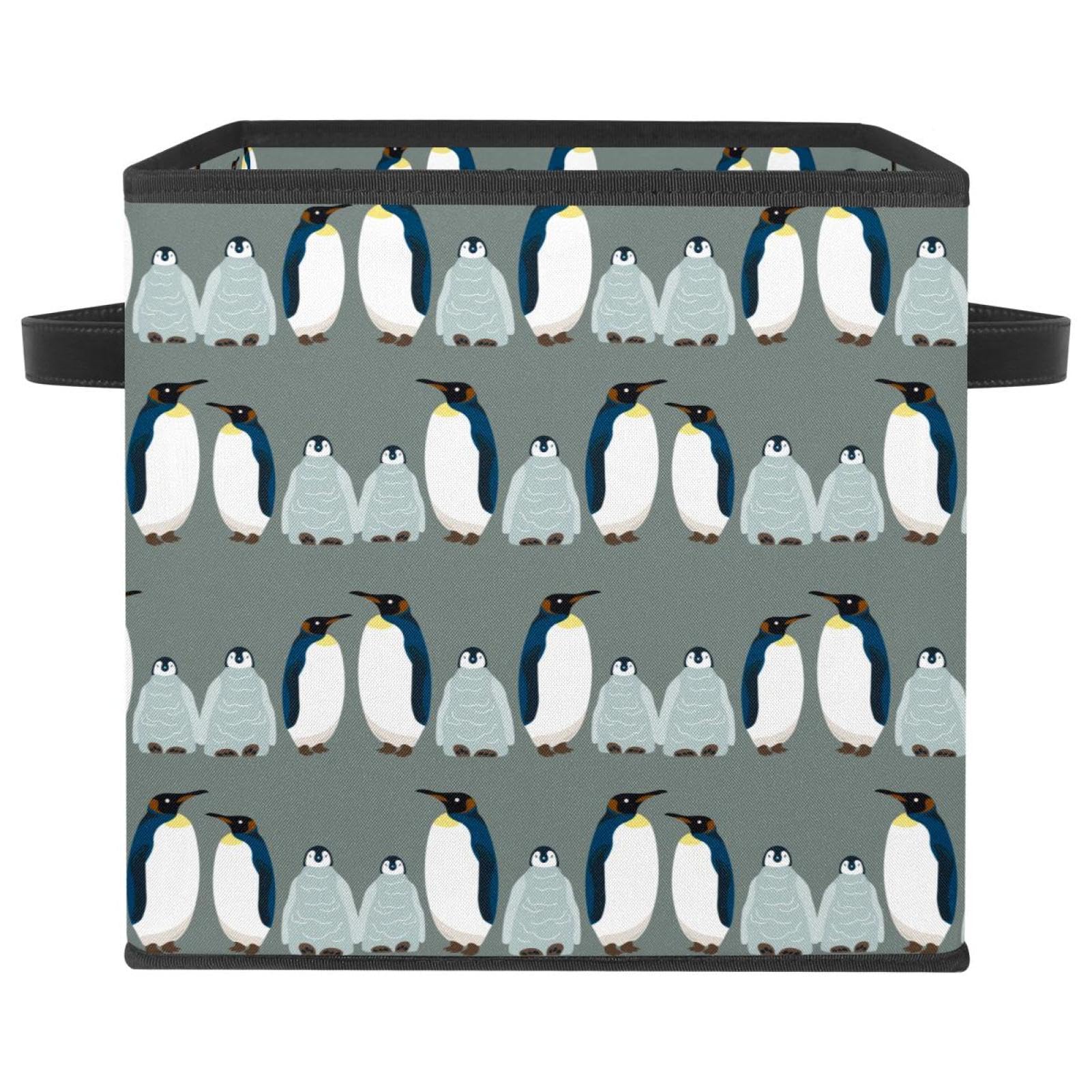 Panier de rangement pour jouets et livres boîte enfant pingouin gris chambre
