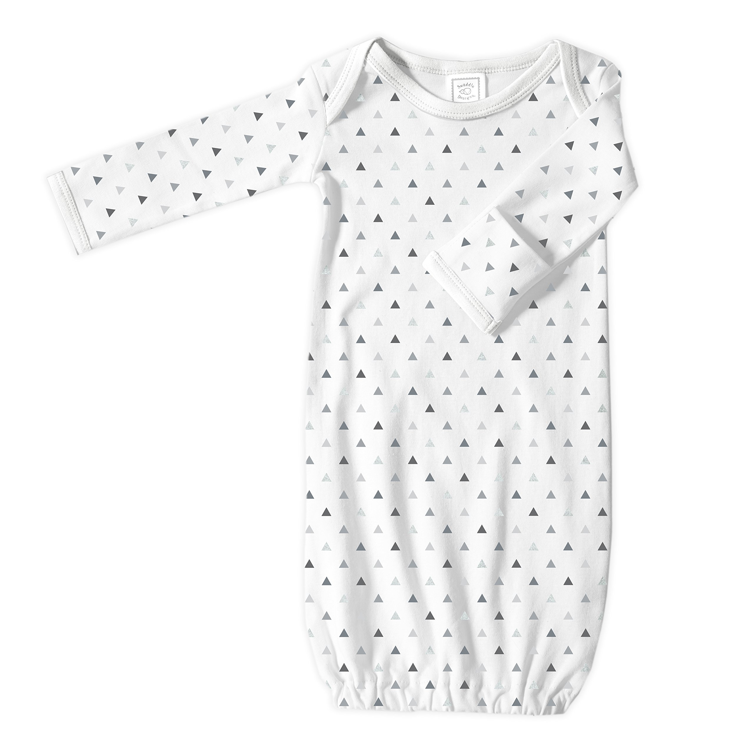 SwaddleDesigns Softest Cotton Baby Pajama Gown with Foldover Mitten Cuffs for Infant Boy and Girl, Newborn, 0-3 Months