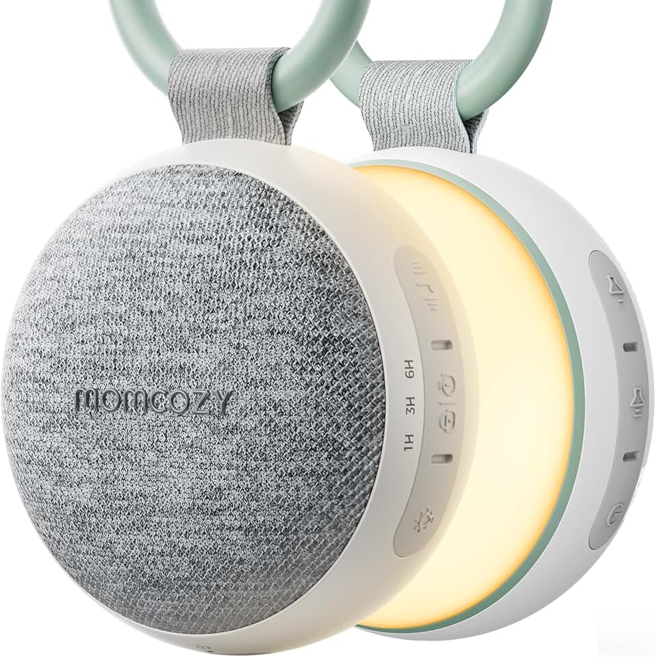 Portable Sound Machine with Night Light, White Noise Sound Machine for Baby, 20 Soothing Sounds, Sound Therapy, Long-Lasting Power