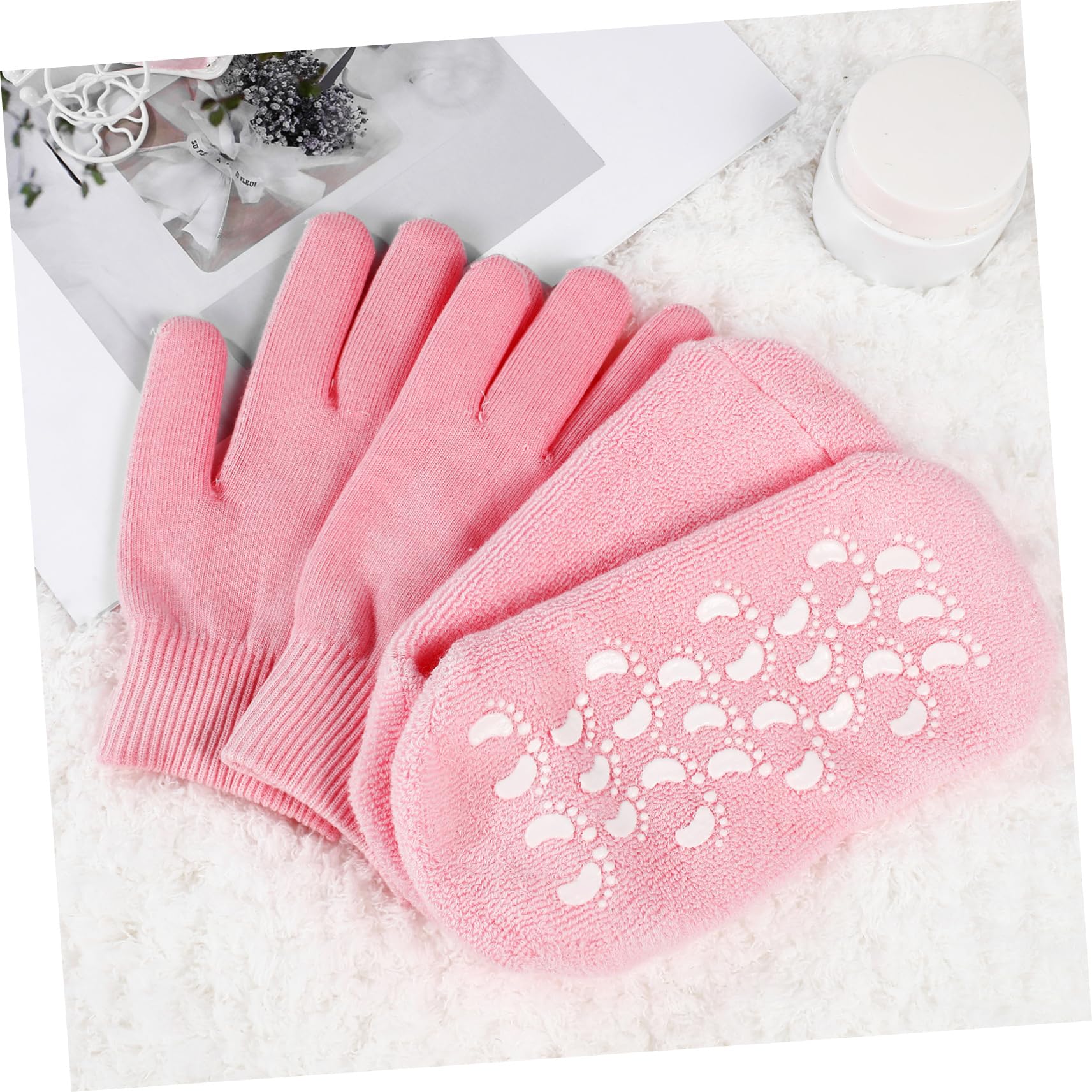 LIFKOME Guantes y Calcetines Hidratantes de Algodón, 2 Pares, Diseño de Cobertura Total para Reparar Manos y Pies, Cómodos Invierno en Casa