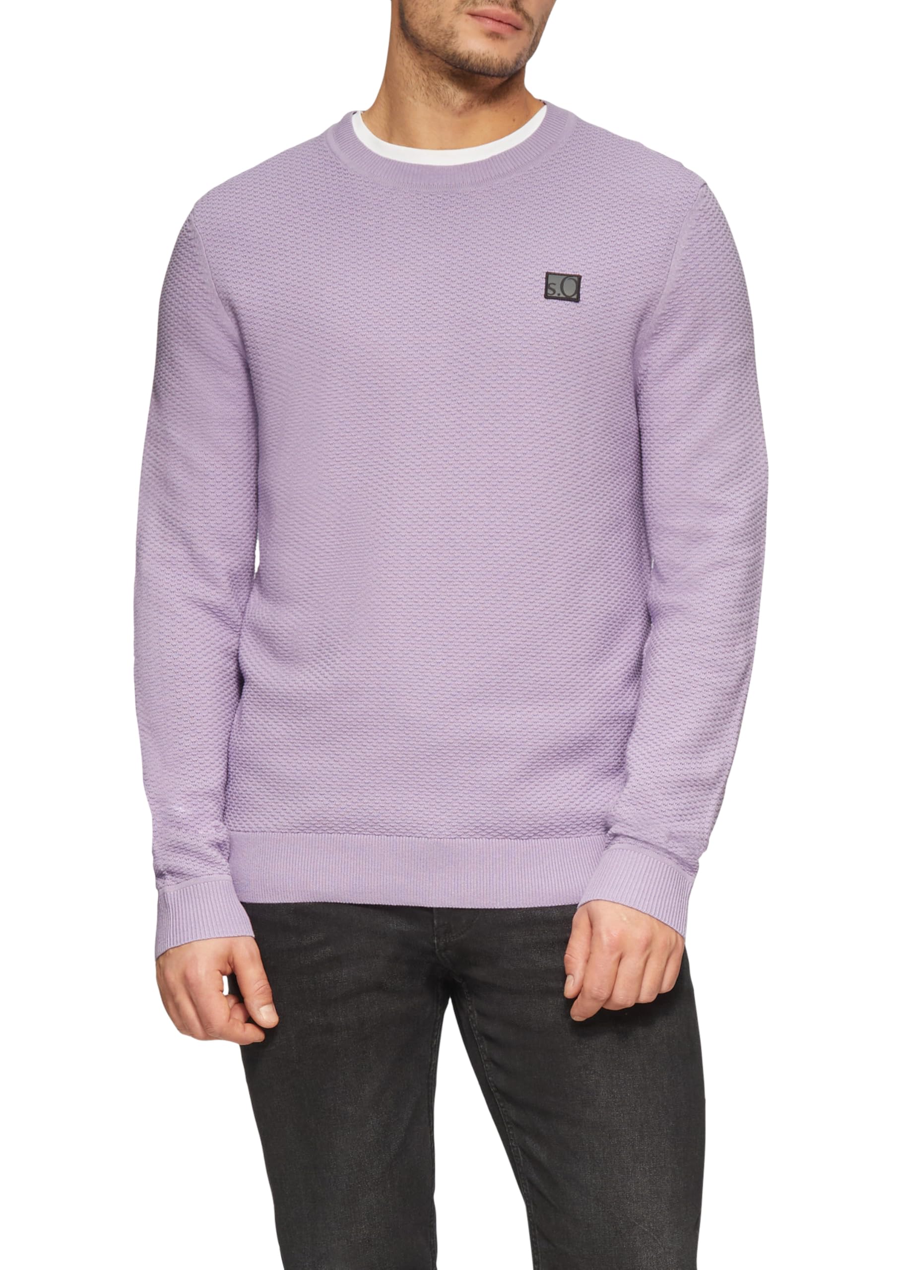 s.Oliver Strukturierter Strickpullover mit Logo-Patch
