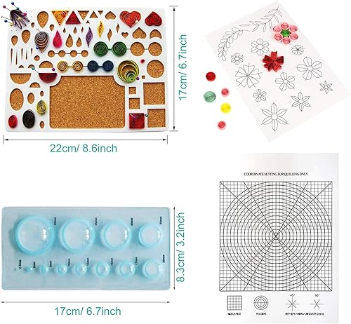 Miniatura 4 de Woohome Juego de 33 tiras de papel con 17 herramientas de quilling, 16 colores, 1600 tiras de papel con bolígrafo de quilling, papel de arte para