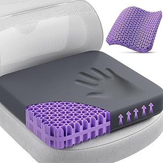 TushGuard Gel Seat Cushion for Long Sitting, XXL Thick Cooling Chair Cushion for Office Chairs, Wheelchair & Car Seats, Breathable Gel Pad with Non-Slip Cover (XX-Large, Grey)