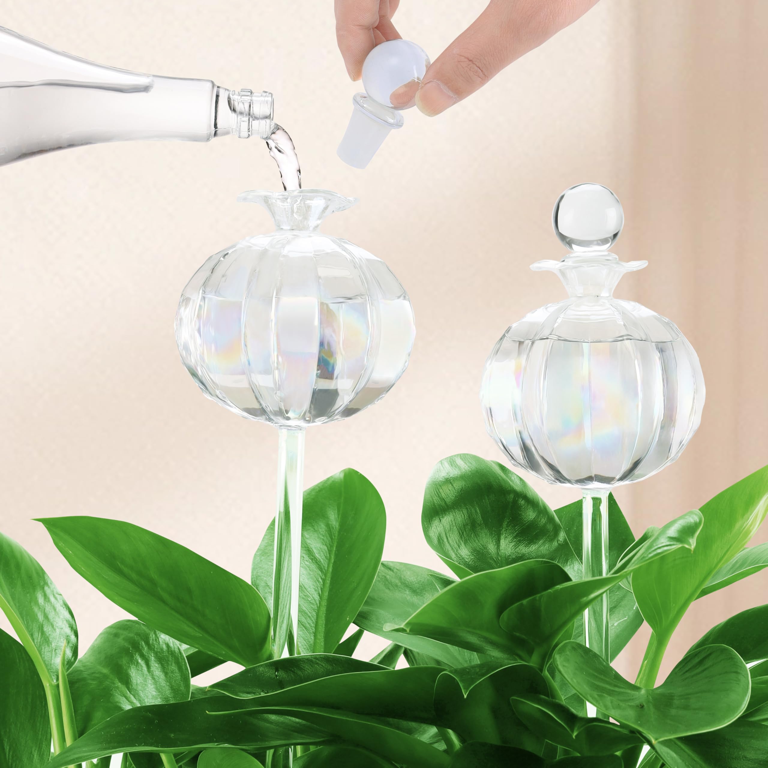 Amazon.com: Soilagua 10 oz Large Top Fill Cactus Plant Self Watering  Globes, Light Iridescent Glass Water Bulbs, Slow Release Watering Devices  System Indoor | Outdoor Everyday Use, Water Spikes Stakes, 2 Pack :