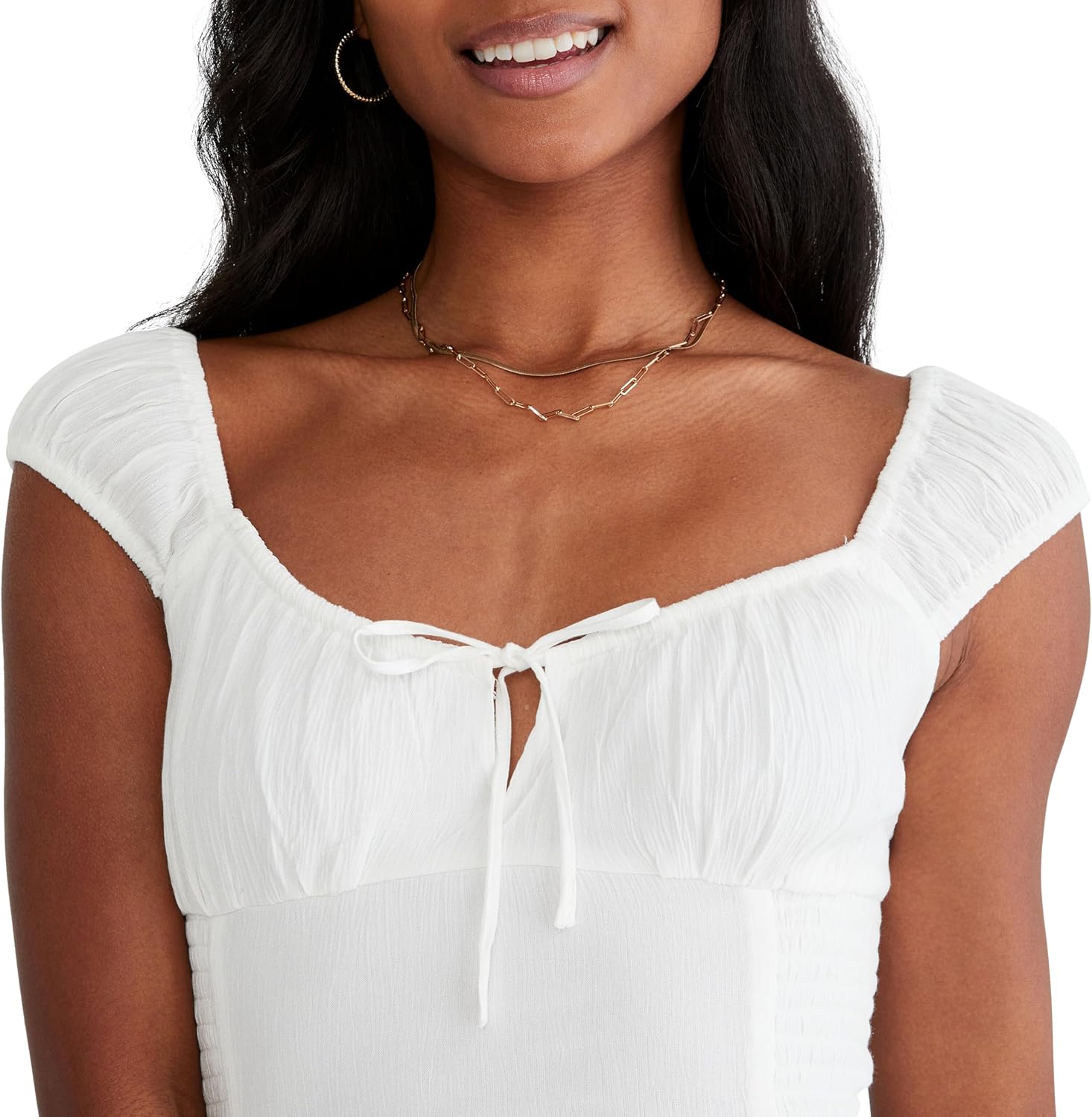 Aeropostale Women's Smocked Waist Short Sleeve Mini DreShort Sleeve - Image 4