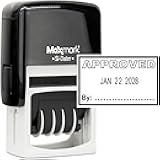 MaxMark Office Self Inking Date Stamp with Phrase Approved - Black Ink