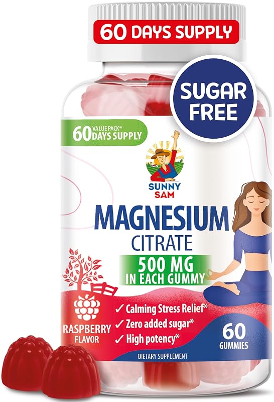SUNNY SAM Suplemento de magnésio citrato em gomas 500 mg, 60 gomas