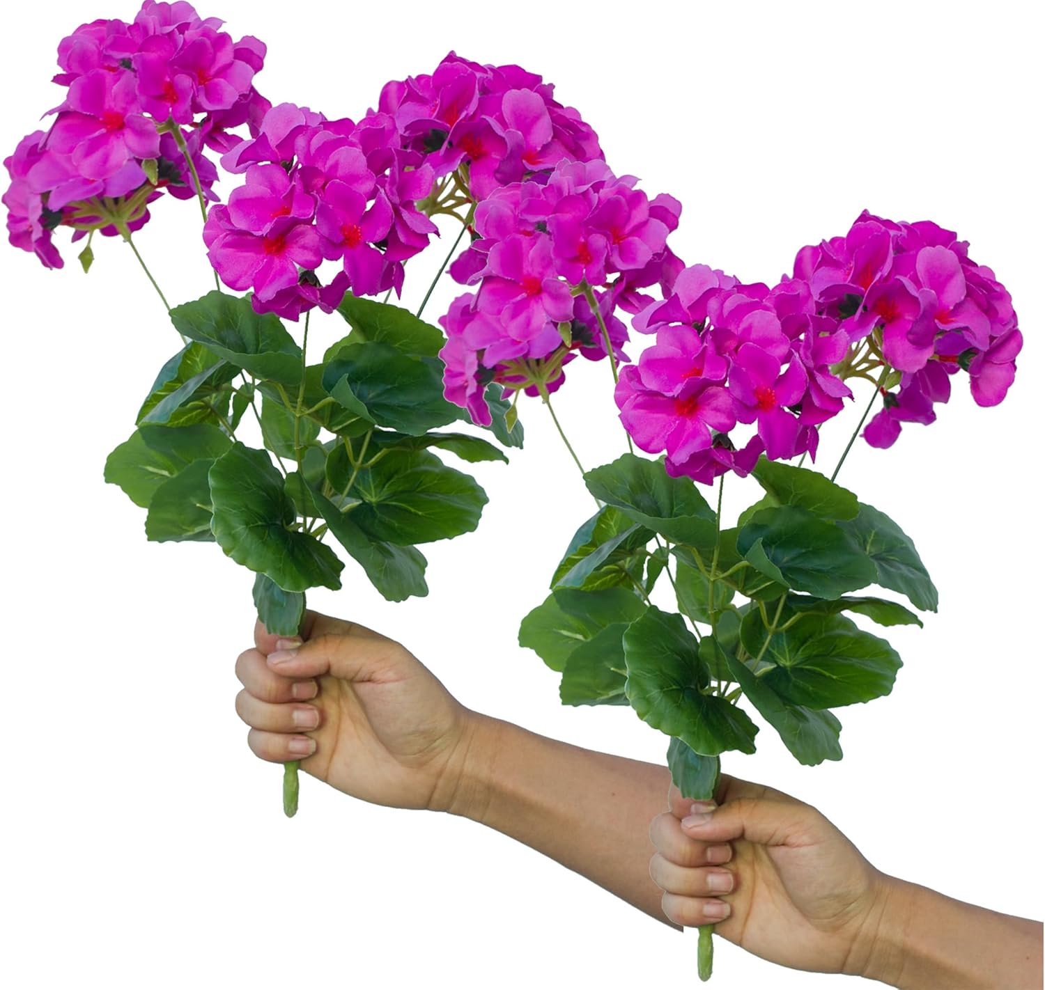 Mumiko 2PCS 18'' Artificial Geraniums Silk Flowers Plants