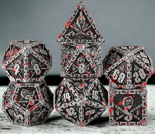 Grim Reaper - Juego de dados de metal para DND, juego de dados poliédricos de Calabozos y Dragones, accesorios para D&D, dados de juego de rol d y d