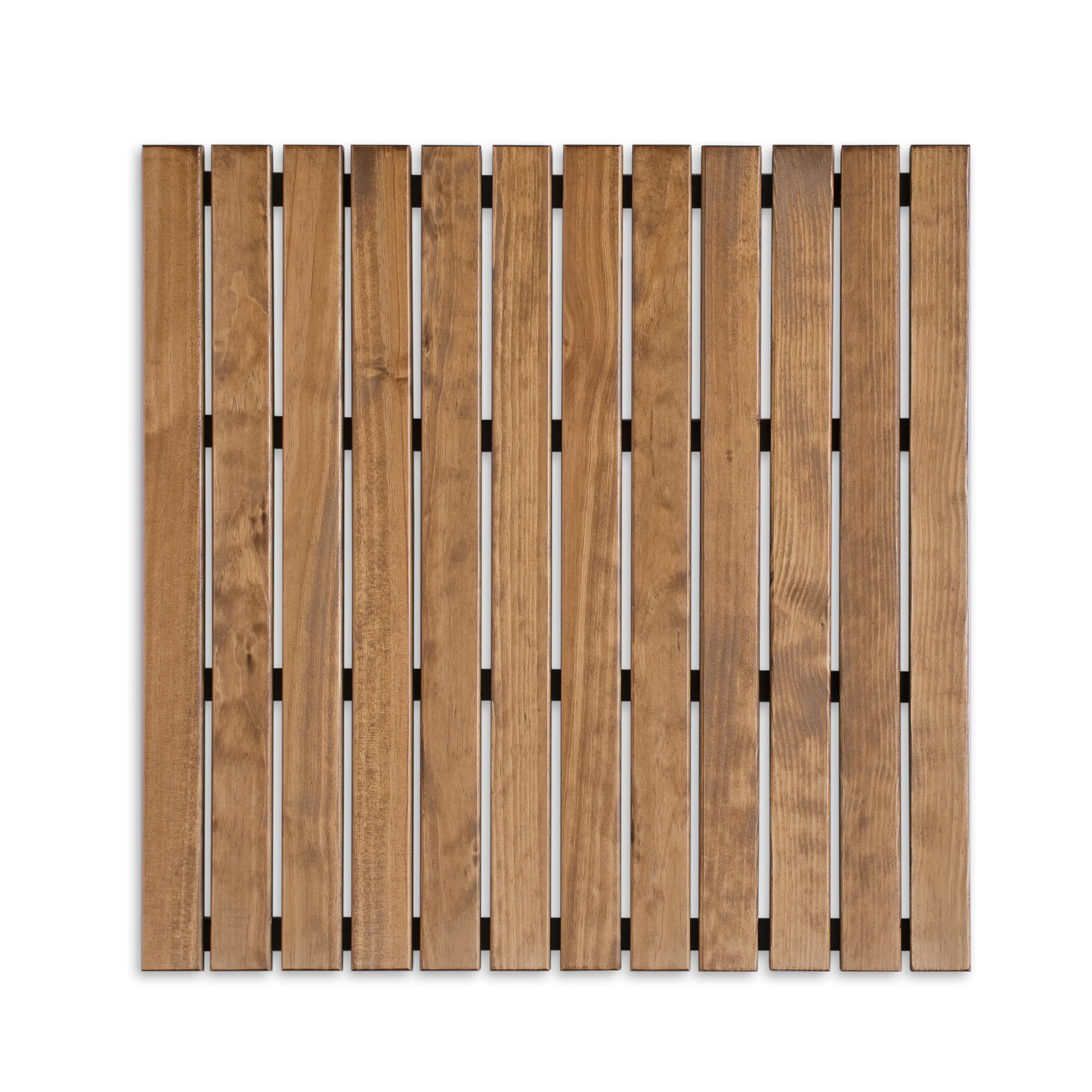 Tarima/Alfombra Flexible de Baño, Madera de Color Teca, Antideslizante con Tiras de Caucho, Sin Tornillos, Resistente a la Humedad (60 x 60 cm)