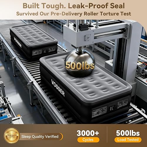 Miniatura 5 de Colchón de aire individual con bomba integrada, colchón inflable elevado de 18 pulgadas, colchón inflable en 2 minutos, colchón de aire individual