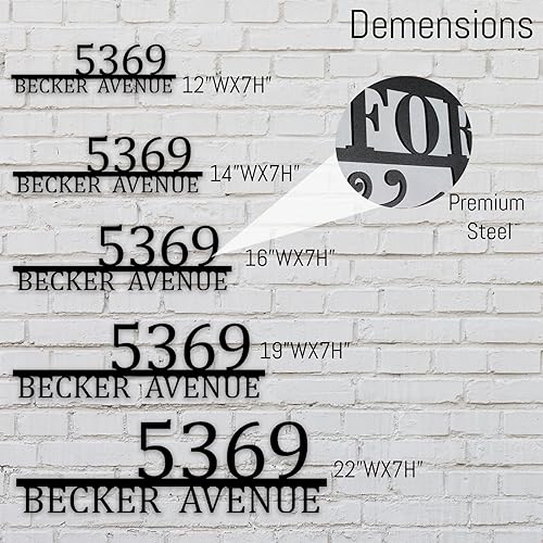 Vista 235 de Placa de dirección de metal personalizada, letreros de números para placa de pared de casa, letrero de dirección de nombre de calle, números de casa