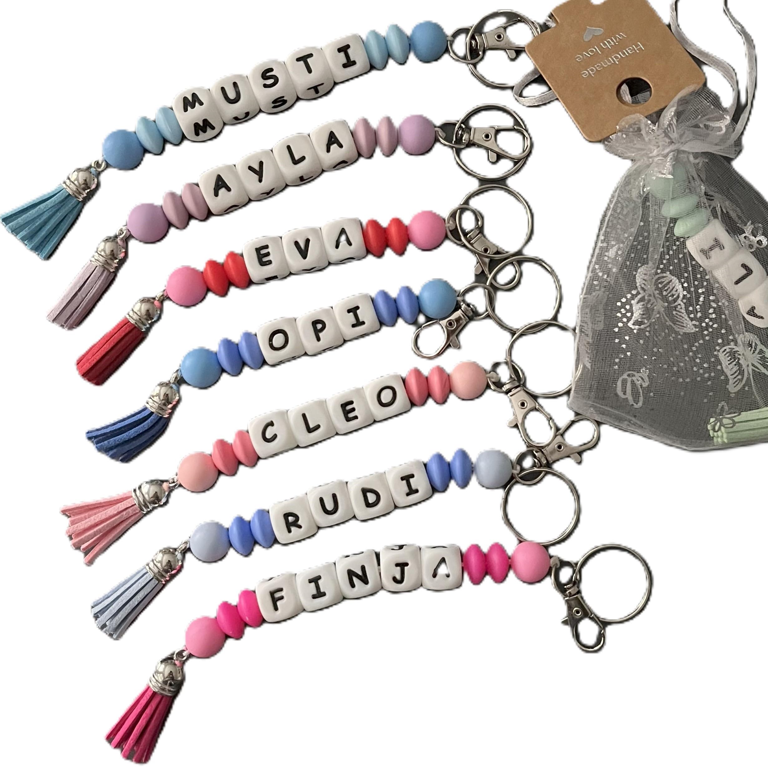 Perlentwins 10er Set Personalisierte Schlüsselanhänger Silikonperlen