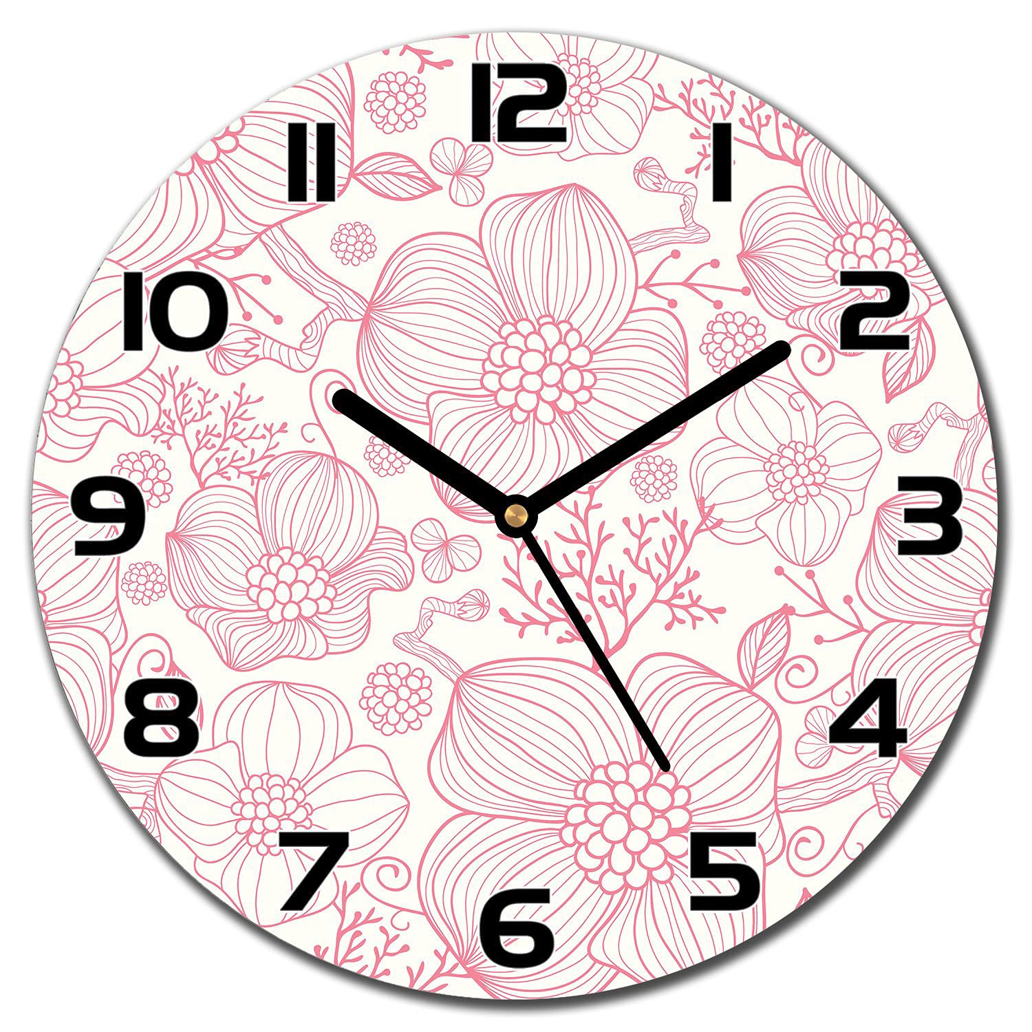 Horloge en verre moderne 30 cm aux aiguilles noires haute visibilité