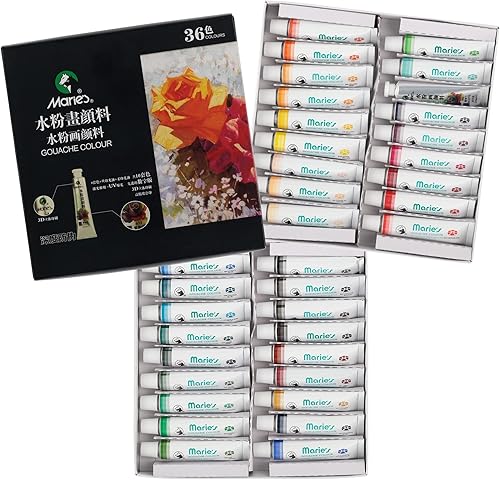 Marie's Juego de pintura Gouache para artistas, gouache altamente pigmentado para pintura, artistas, ilustradores y diseñadores, juego de 36 tubos