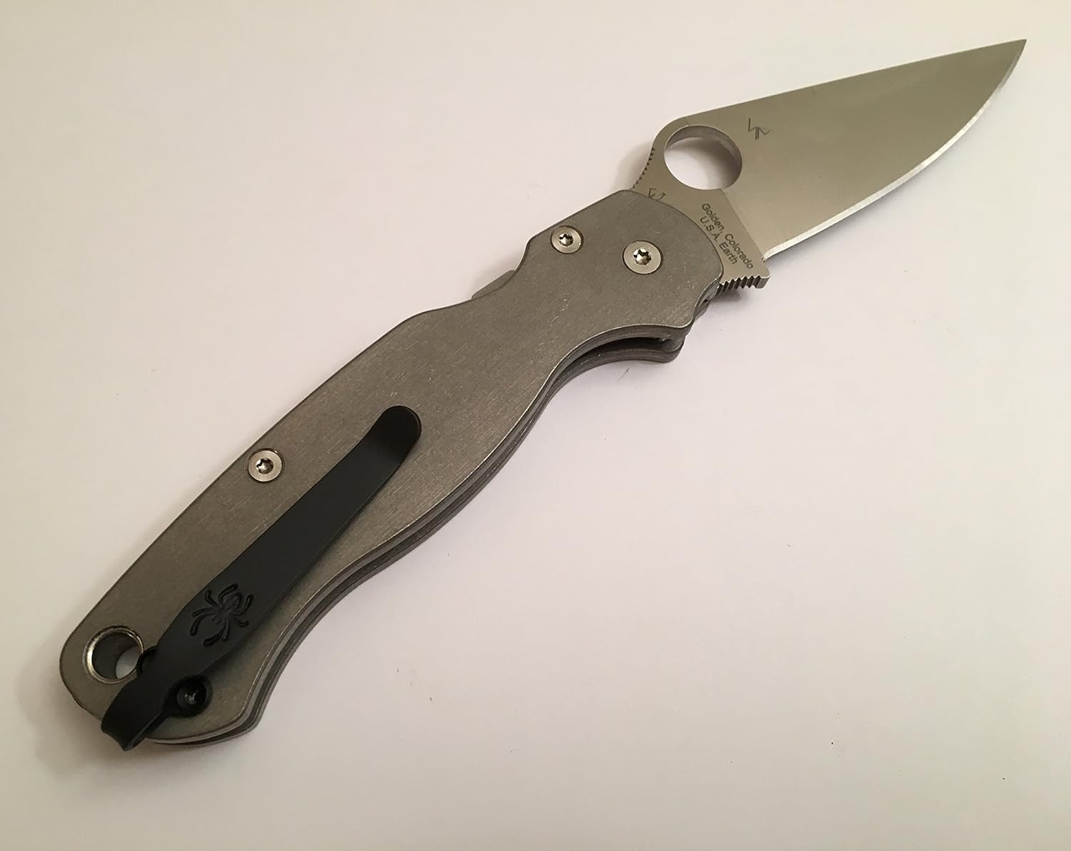 Flat Black Titanium Clip Made For Spyderco Paramilitary 2 C81GP2 C81GPCMO2 C81GPDBL2