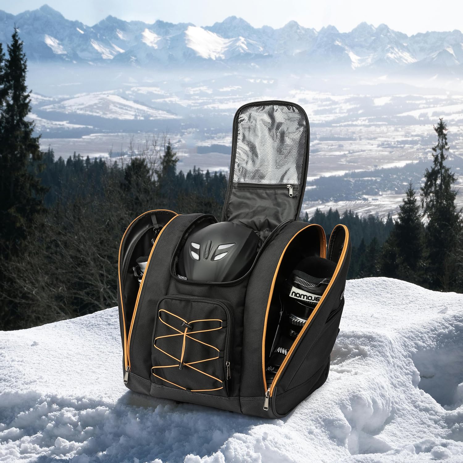 Mochila para botas de esquí 50 L, bolsa de snowboard, viaje, equipo de esquí y accesorios