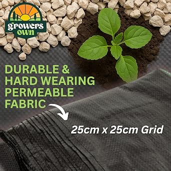Woven Ground Cover & Weed Control Membrane – 2m x 10m Heavy Duty & UV Stabilised Permeable Weed Barrier Fabric for Garden, Greenhouse, Mulching & More. 8 Ground Pegs Included. 1 Pack