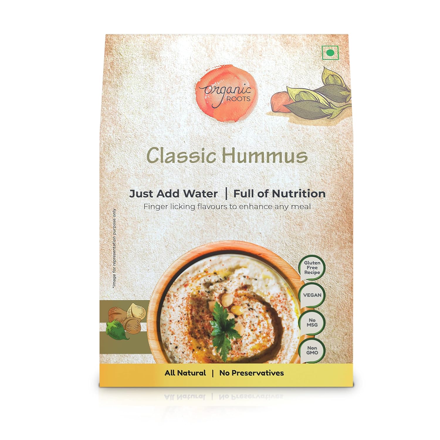 Organic Roots Classic Hummus Traditional Flavors Pantry 50g Just
