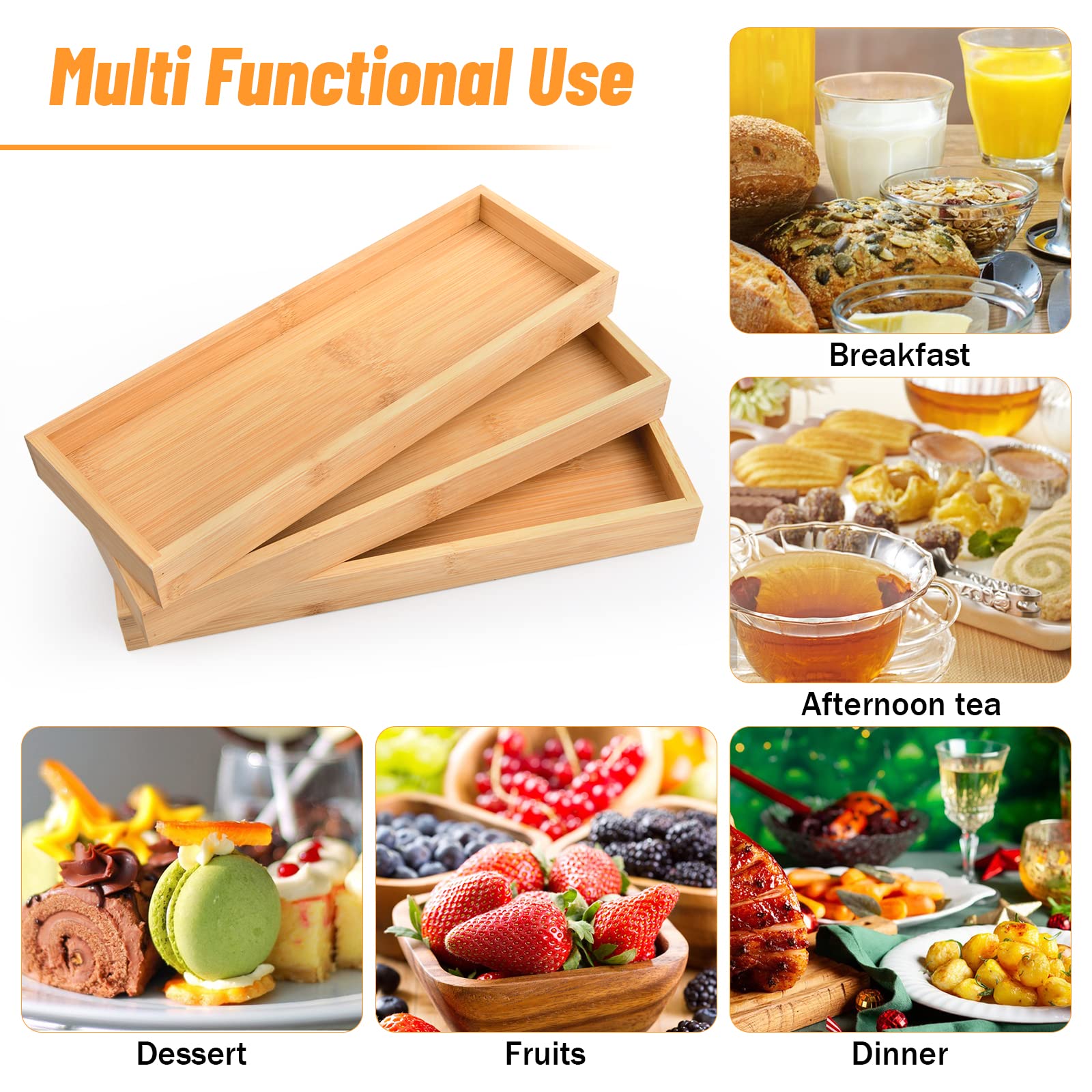 Set 3 Vassoi In Bambù Rettangolari 28x10cm - Per Servire, Cosmetici, Decorazione - Foto 9