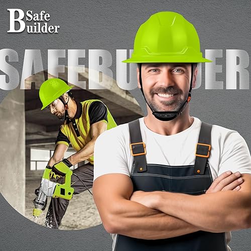 Vista 6 de G1 - Casco duro de construcción de ala completa para cabeza grande, casco de seguridad HDPE, ventilado, protección de cabeza de trabajo industrial