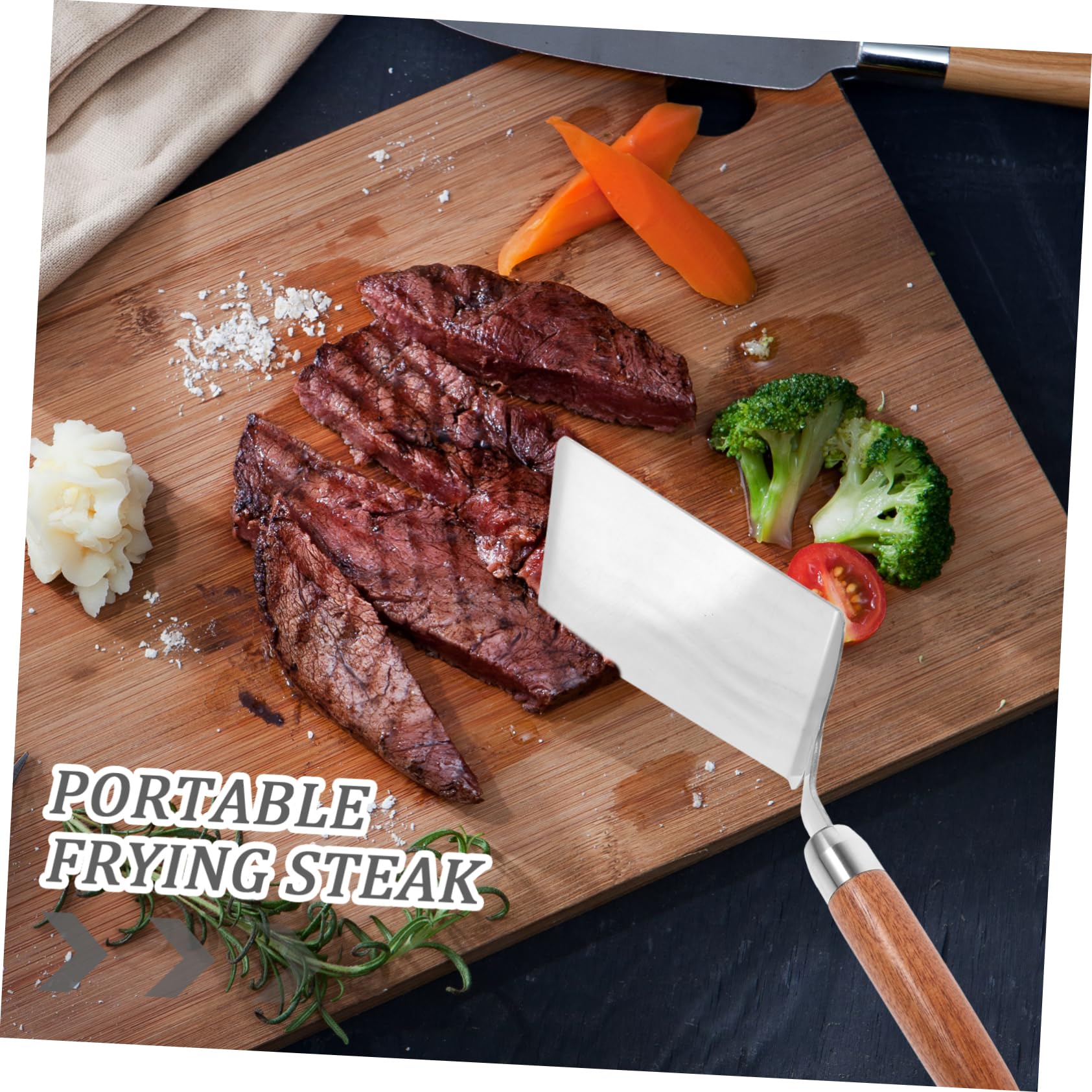 Alipis 5St Kochspatel Kelle Werkzeug Pizza schälen Steakspatel aus Metall Tragbarer Bratsteakspatel Bratspatel Teppanyaki Schaufel Küchenwaren Pfannenwender gebratenes Steak hölzern