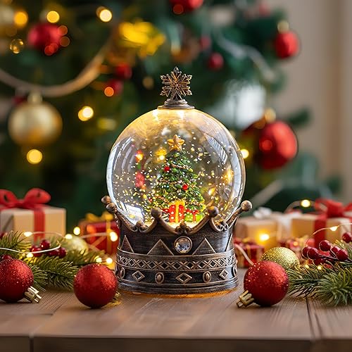 Vista 218 de Linterna de globo de nieve de Navidad, muñeco de nieve brillante con música, forro USB/funciona con pilas, linterna iluminada para decoración