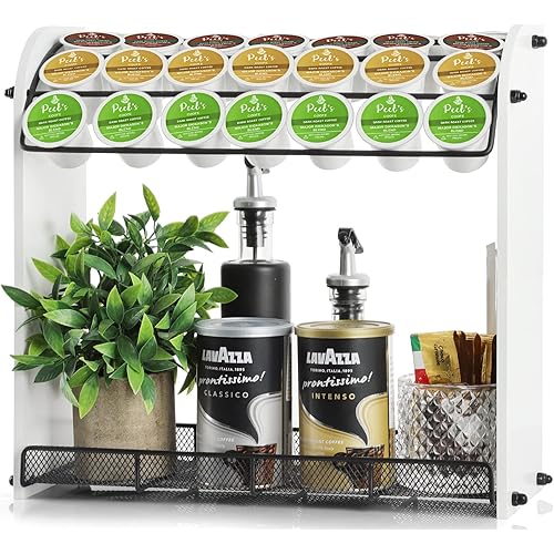 VINAEMO K Cup Holder Large Capacity Coffee Pod Holder Coffee Bar Accessories and Cup Storage Organizer Save Space for Home Office Kitchen Counter Organizer(Original White)