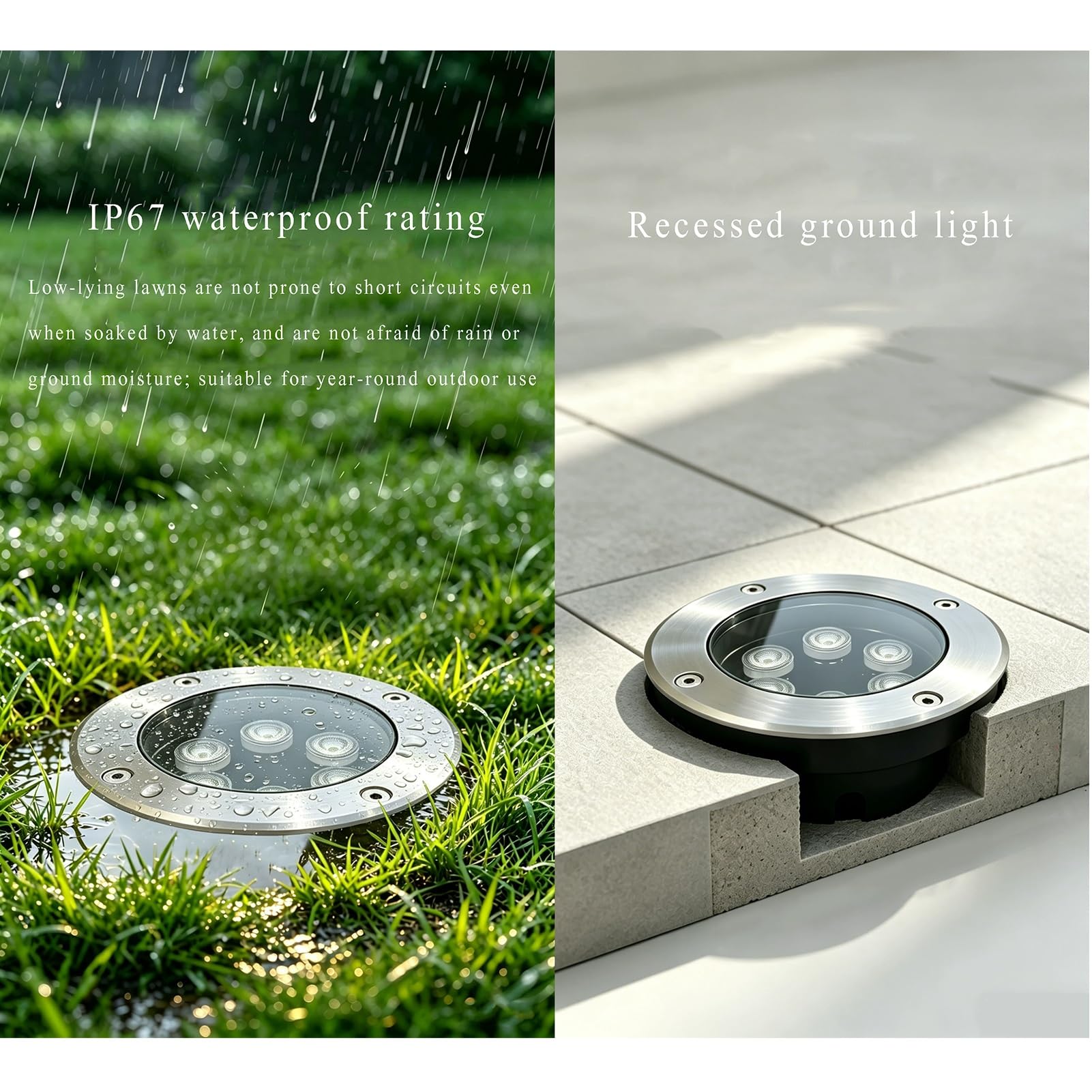 LED Luz De Paisaje Exteriores Luz Subterránea Impermeable IP67 Focos | Bajo Voltaje AC12/24V Lámpara Subterránea Para Patio Jardín Terraza(Warm White,50W-AC24V)