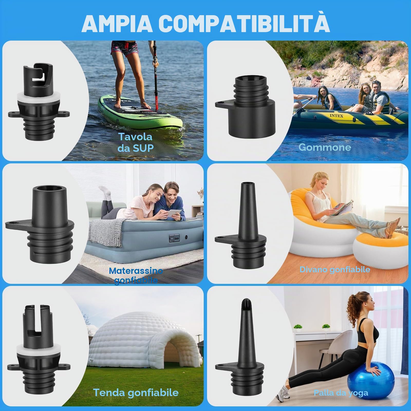 WADEO Pompa SUP Ricaricabile, [Auto-Off] [Carica Rapida] [Doppio Cilindro Gonfia/Sgonfia] 18000mAh Gonfiatore Elettrico 20PSI per Paddle, Kayak, Barca, Materasso