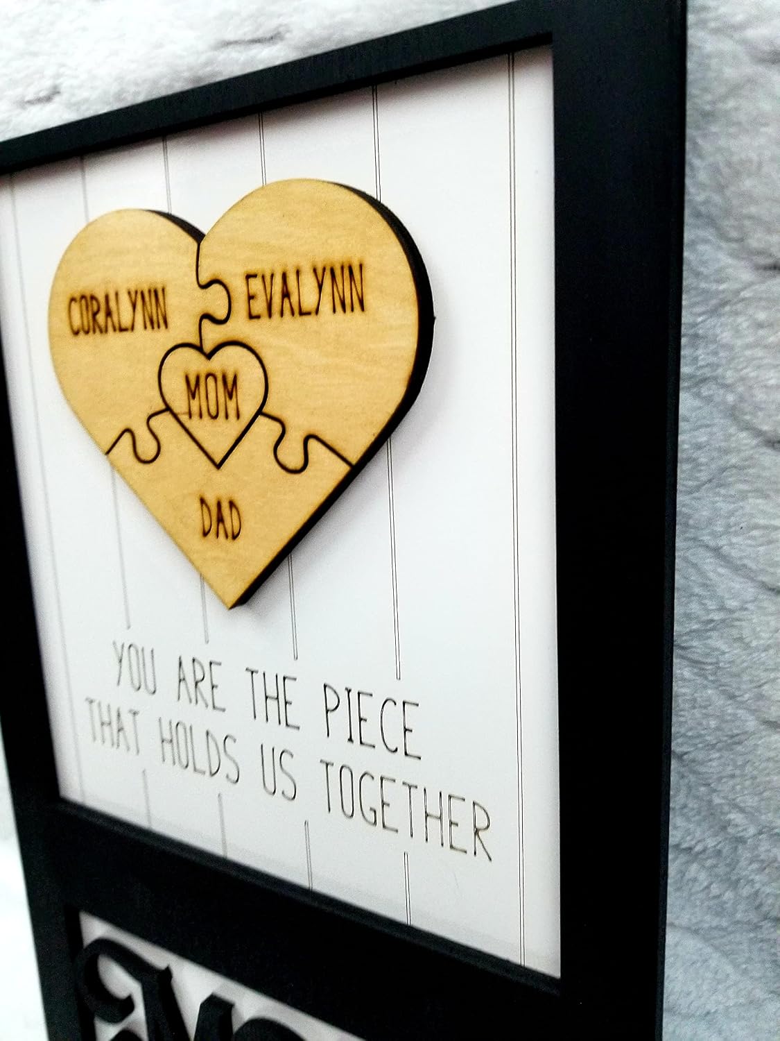 Mothers Day Gift For Mom | Personalized Mom Heart Puzzle Sign with Custom Kids Names | Add 1-9 Child Names | Puzzle Gift for Mom | Puzzle Piece Wall Decor Family | Wood Puzzle Wall Decor