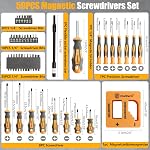 MulWark Magnetic Screwdriver Set with Case, Screw Driver Set Kit 59 Piece Includs Phillips, Hex, Pozidriv, Torx and Precision Screw Driver Set, Replaceable Screwdriver Bit Set for Men, Dad, Husband