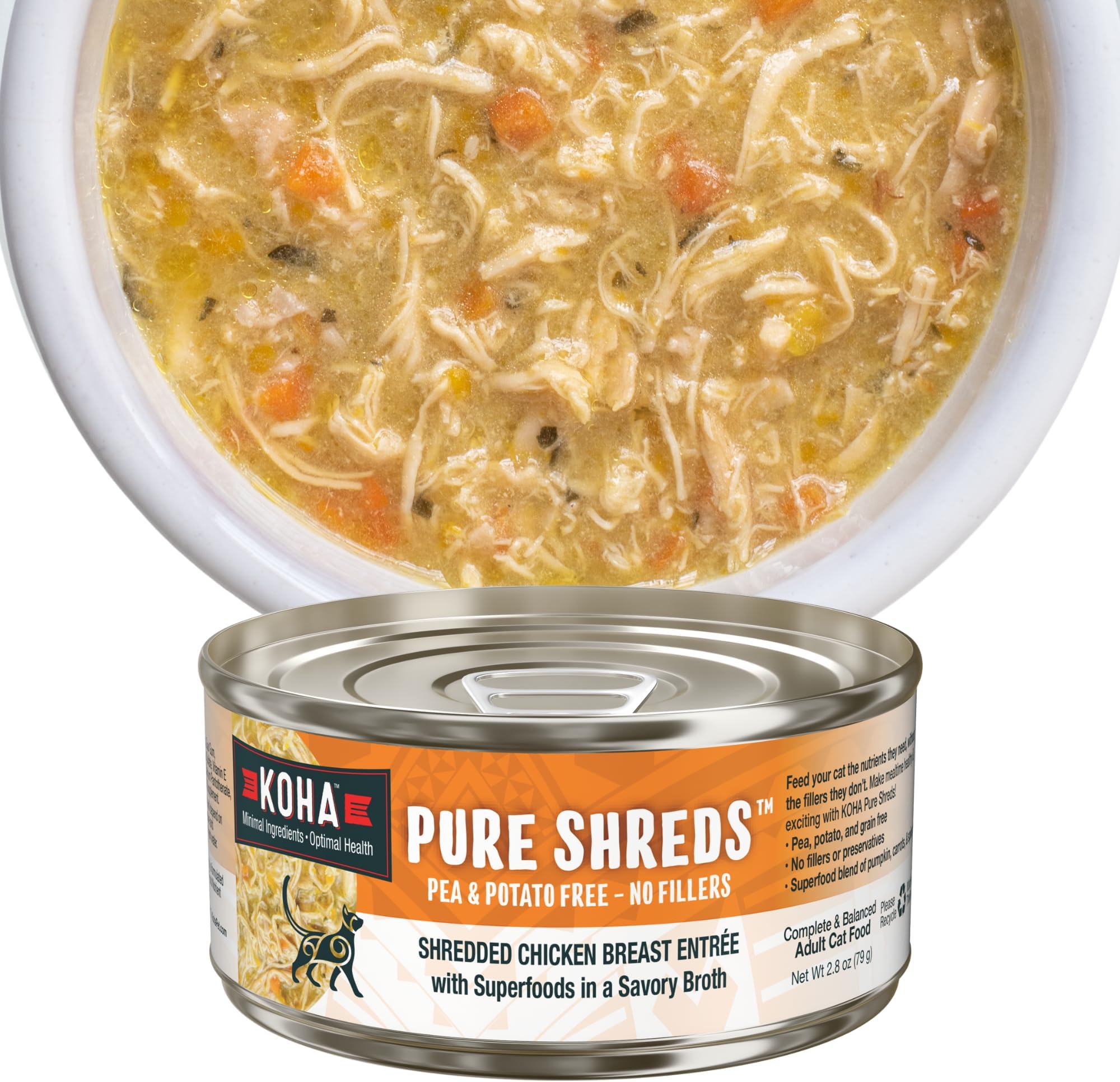 Pure Shreds Chicken Entrée for Cats, High Protein Wet Cat Food, 2.8oz Cans (Pack of 24)